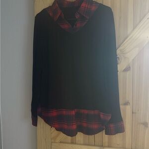 Black and Red Plaid Layered Top